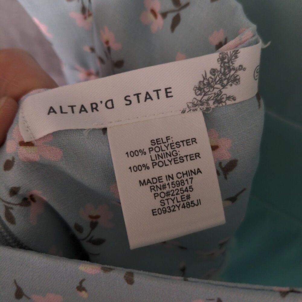NWT Altar'd State Floral Mini Dress Blue Pink Size Small Feminine Coquette - Picture 7 of 10